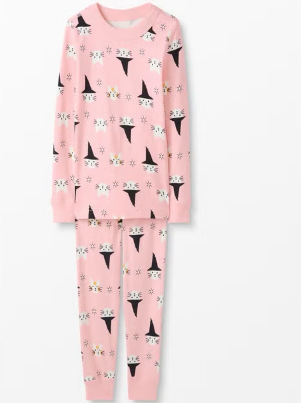 Hanna Andersson Pink Cat Witch Halloween Pajamas Size 8 100% Cotton